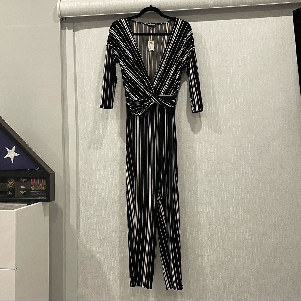 NWT Express - Striped Jumpsuit Black and White size XS